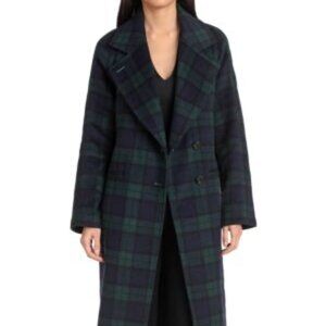 Avec Les Filles Double face Black Watch Tartan Raglan wool blend coat size S